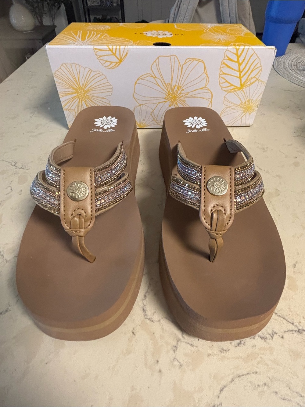 Yellow Box | Wedge Thong Sandals | Size 9.5 | NWT